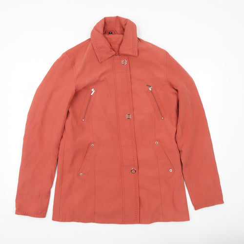 Eliza Gray Women’s Red Mid-Length Jacket Size 12 Casual Zip Button