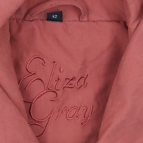 Eliza Gray Women’s Red Mid-Length Jacket Size 12 Casual Zip Button