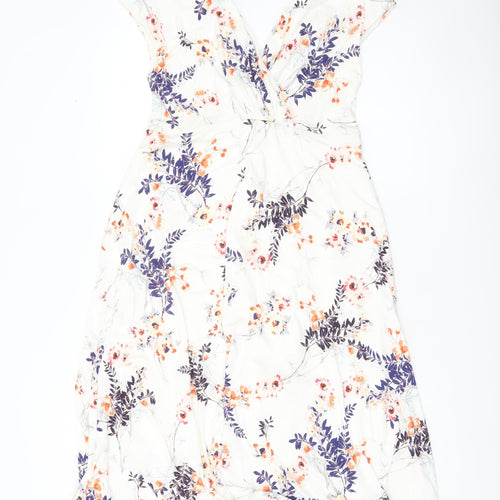 Tiffany Rose Women’s White Floral A-Line Dress Size 10 V-Neck