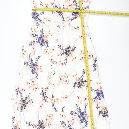Tiffany Rose Women’s White Floral A-Line Dress Size 10 V-Neck