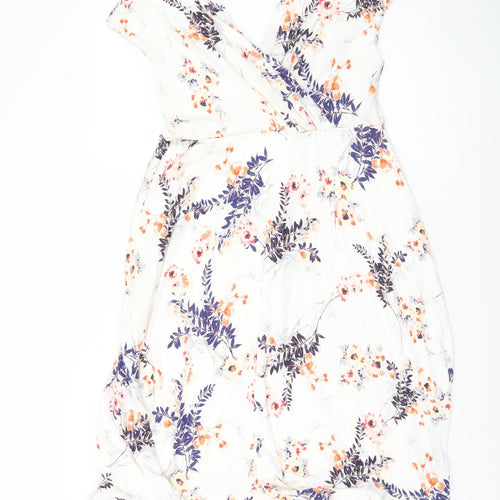 Tiffany Rose Women’s White Floral A-Line Dress Size 10 V-Neck