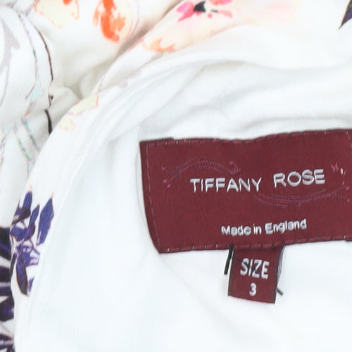Tiffany Rose Women’s White Floral A-Line Dress Size 10 V-Neck