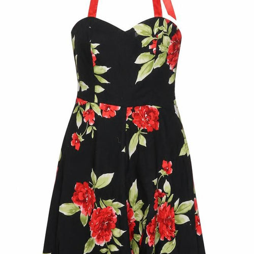 Northern Gossip Women’s Black Floral A-Line Dress S Sleeveless Cocktail