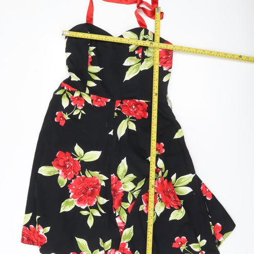 Northern Gossip Women’s Black Floral A-Line Dress S Sleeveless Cocktail