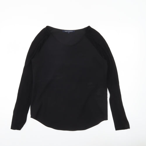 French Connection Women’s Black Blouse Size S Long Sleeve Scoop Neck