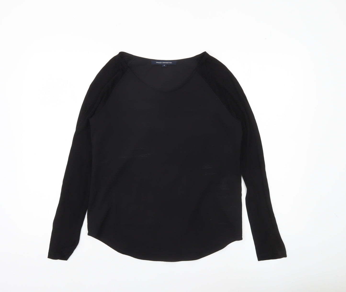 French Connection Women’s Black Blouse Size S Long Sleeve Scoop Neck