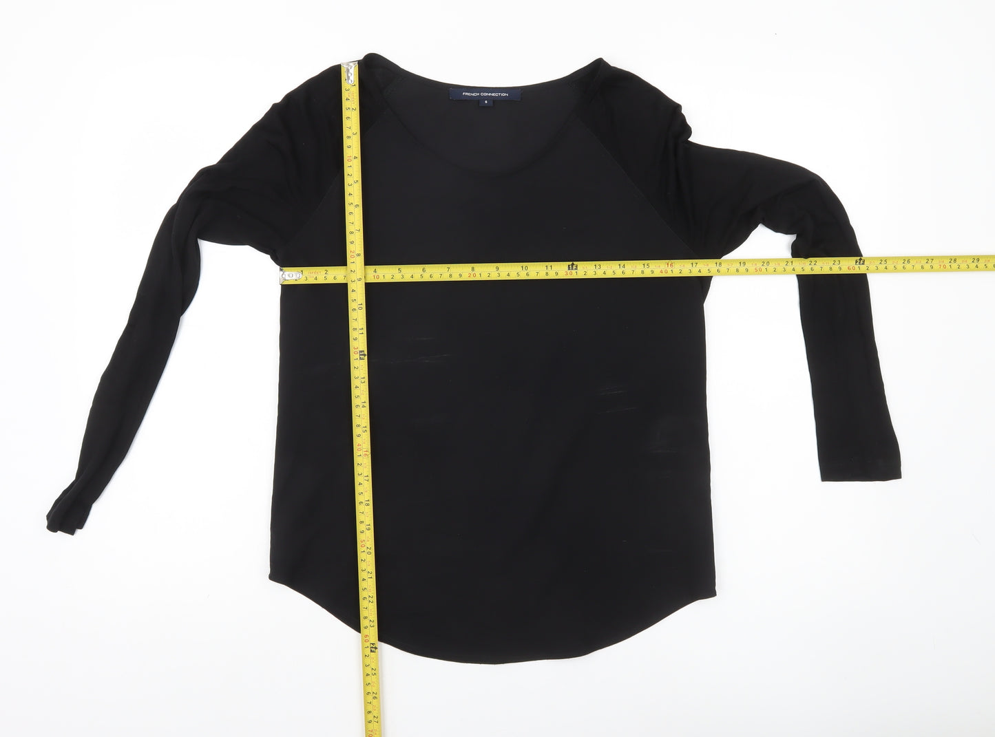 French Connection Women’s Black Blouse Size S Long Sleeve Scoop Neck