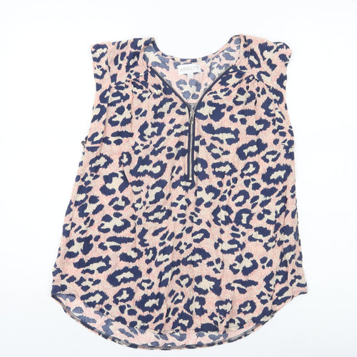 Apricot Women’s Multicoloured Leopard Print Zip Blouse Size 8
