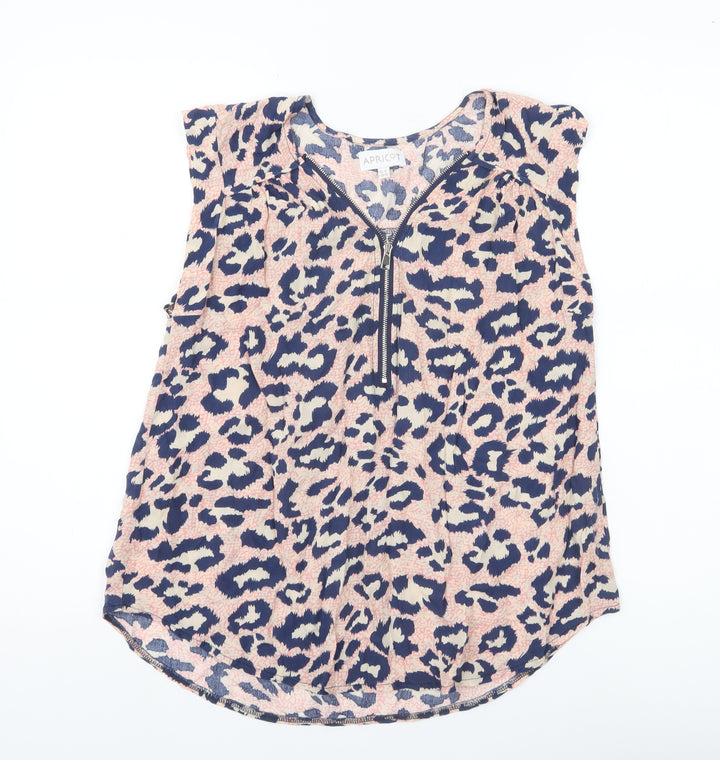 Apricot Women’s Multicoloured Leopard Print Zip Blouse Size 8
