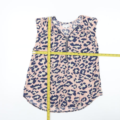 Apricot Women’s Multicoloured Leopard Print Zip Blouse Size 8