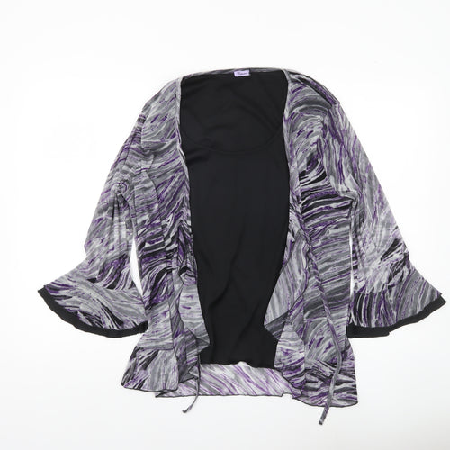 Editions Womens Multicoloured Abstract Wrap Blouse Size 20 Flared Sleeve