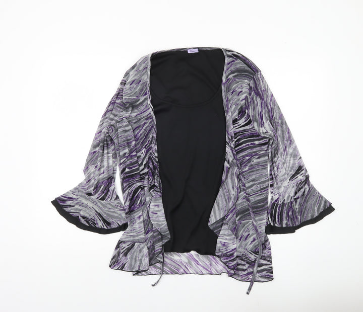 Editions Womens Multicoloured Abstract Wrap Blouse Size 20 Flared Sleeve