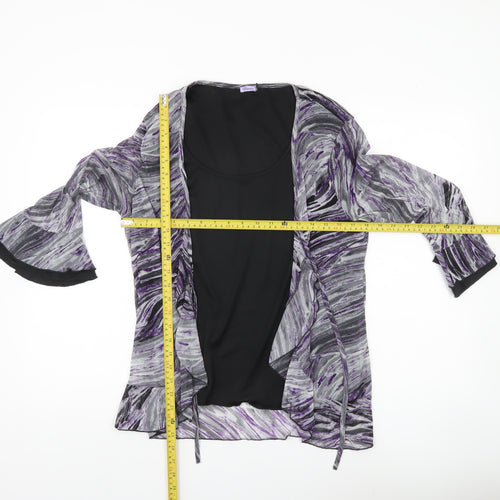 Editions Womens Multicoloured Abstract Wrap Blouse Size 20 Flared Sleeve