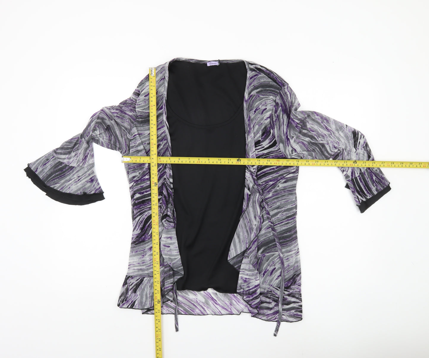Editions Womens Multicoloured Abstract Wrap Blouse Size 20 Flared Sleeve