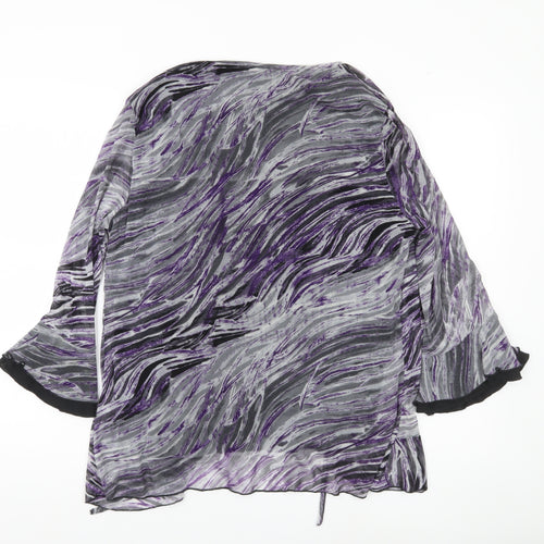 Editions Womens Multicoloured Abstract Wrap Blouse Size 20 Flared Sleeve