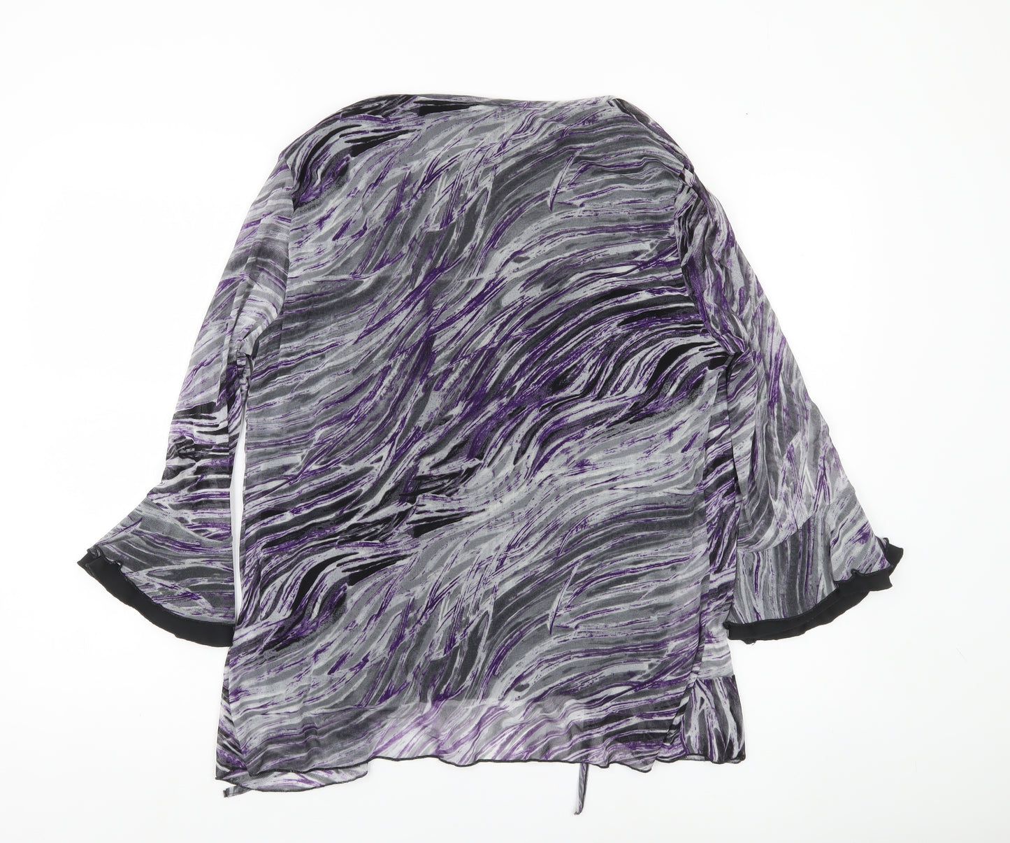 Editions Womens Multicoloured Abstract Wrap Blouse Size 20 Flared Sleeve