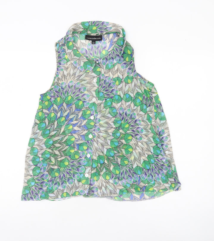 codecodecode Womens Multicoloured Floral Blouse Size 10 Sleeveless