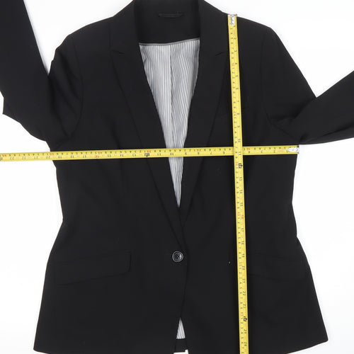 F&F Women’s Black Blazer Jacket Size 16 Regular Fit Notch Lapel