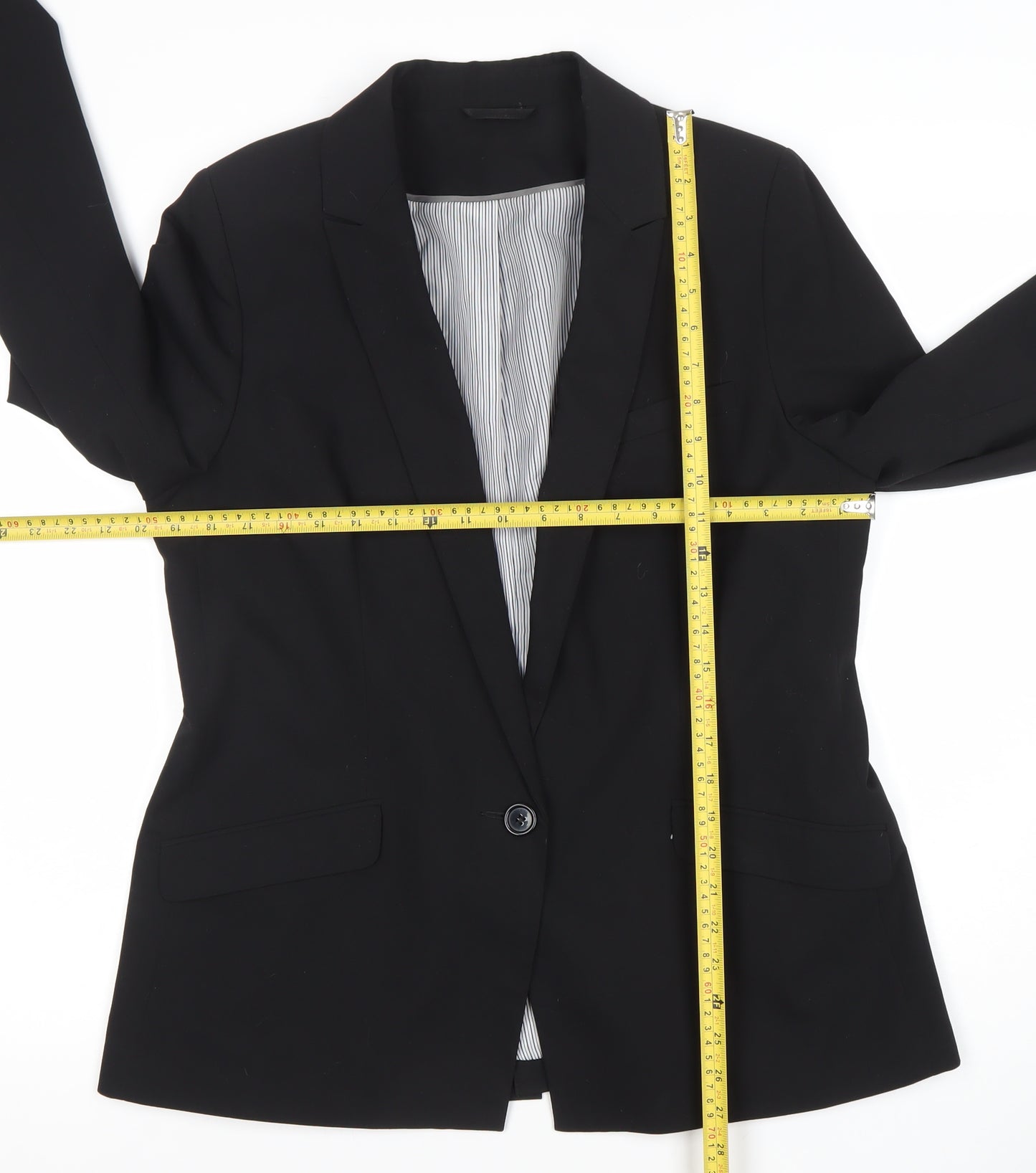 F&F Women’s Black Blazer Jacket Size 16 Regular Fit Notch Lapel