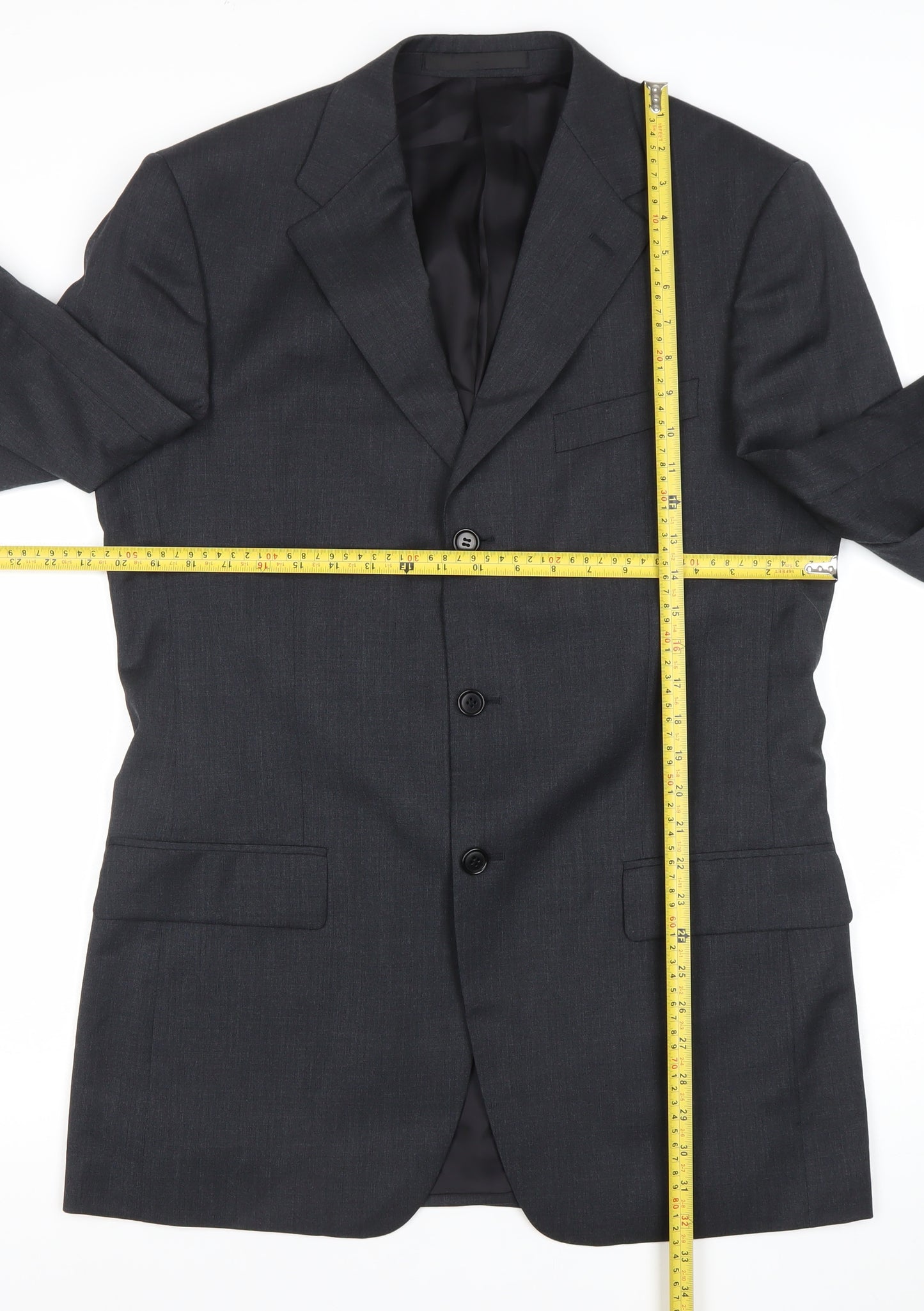 Marks and Spencer Men’s Charcoal Wool Suit Jacket 40 Chest Long