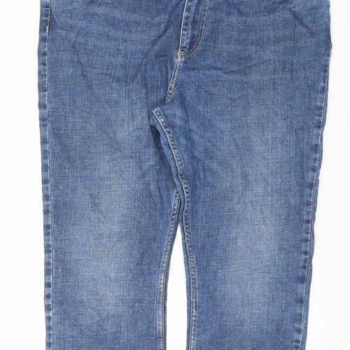 Marks and Spencer Women Blue Flared Crop Jeans Size 18 Regular Fit