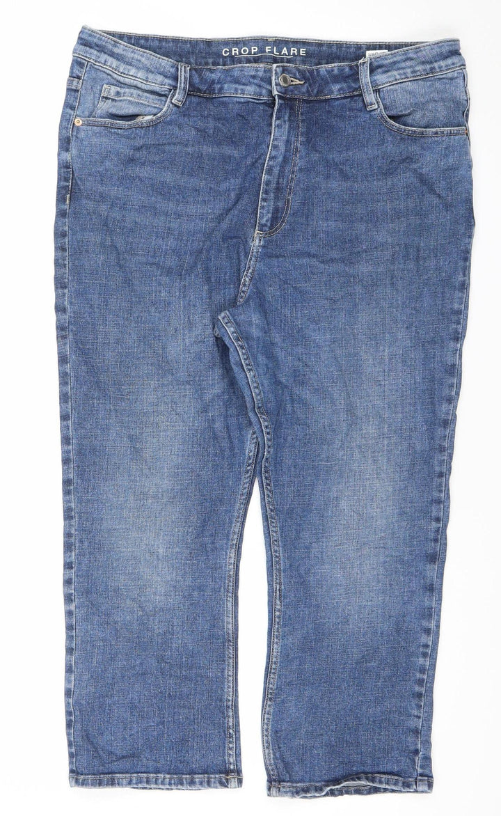 Marks and Spencer Women Blue Flared Crop Jeans Size 18 Regular Fit