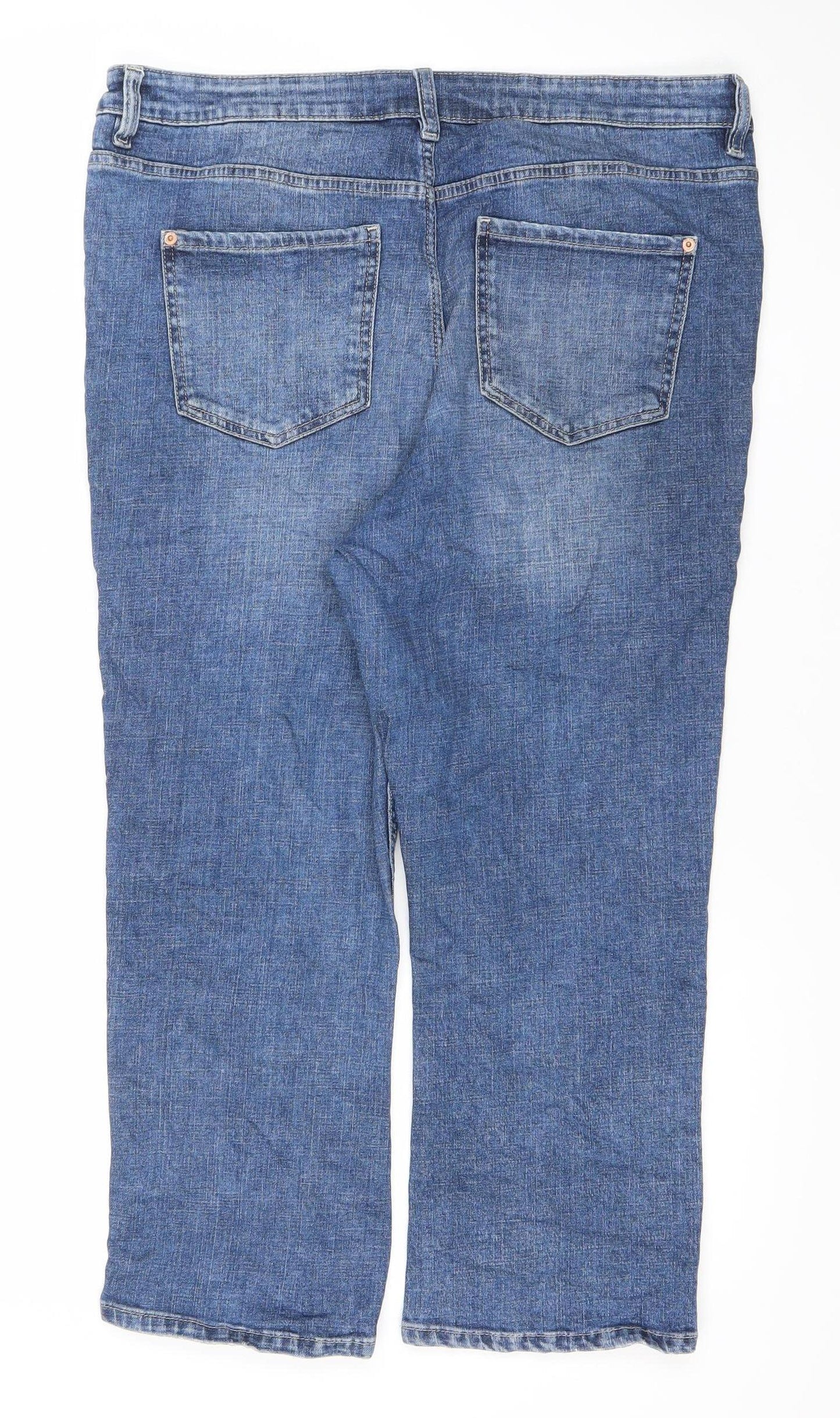 Marks and Spencer Women Blue Flared Crop Jeans Size 18 Regular Fit