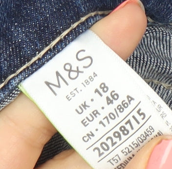 Marks and Spencer Women Blue Flared Crop Jeans Size 18 Regular Fit