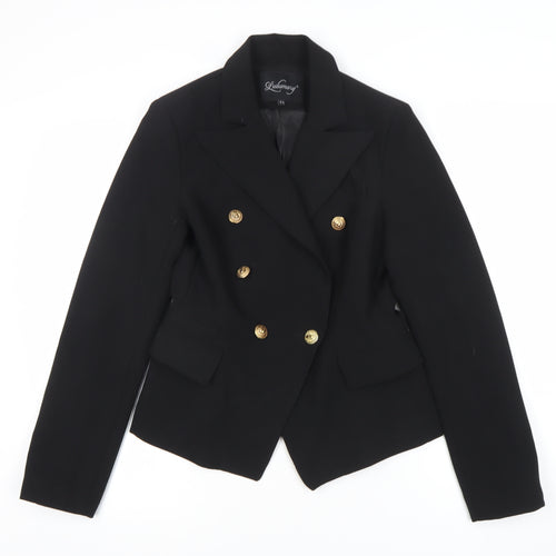 Lulumary Womens Black Double-Breasted Suit Jacket Blazer Size S