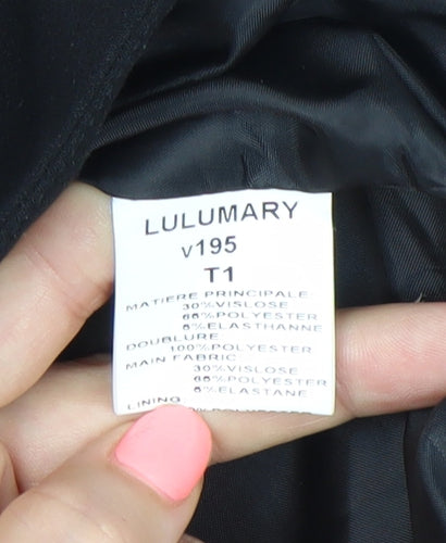 Lulumary Womens Black Double-Breasted Suit Jacket Blazer Size S