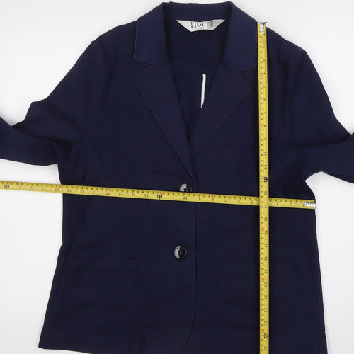 Tigi Women’s Blue Size 14 Cotton Blend Notch Lapel Blazer Jacket