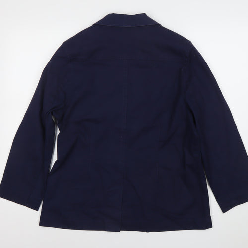 Tigi Women’s Blue Size 14 Cotton Blend Notch Lapel Blazer Jacket