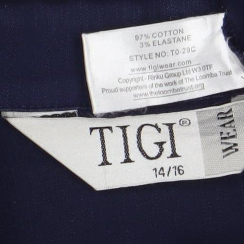 Tigi Women’s Blue Size 14 Cotton Blend Notch Lapel Blazer Jacket