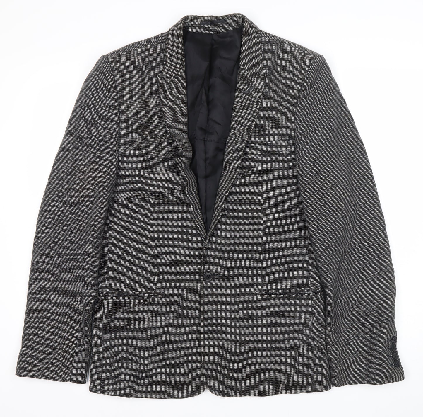 Junk de Luxe Men's Grey Slim Fit Checked Blazer Jacket Size 46