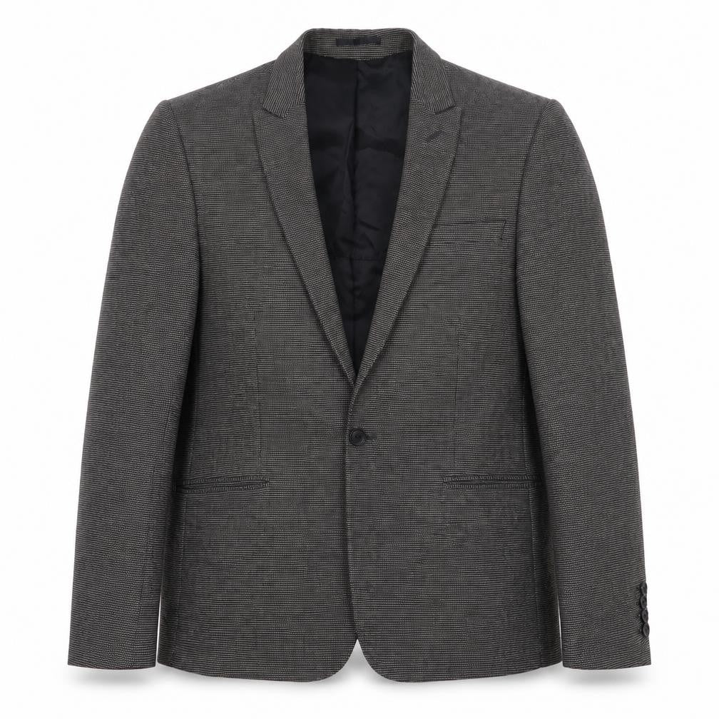 Front view of Junk de Luxe Men's Grey Slim Fit Checked Blazer Jacket, size 46