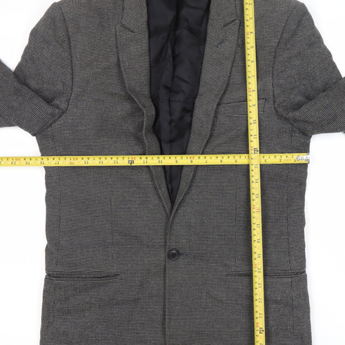 Junk de Luxe Men's Grey Slim Fit Checked Blazer Jacket Size 46