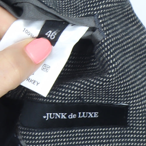 Junk de Luxe Men's Grey Slim Fit Checked Blazer Jacket Size 46