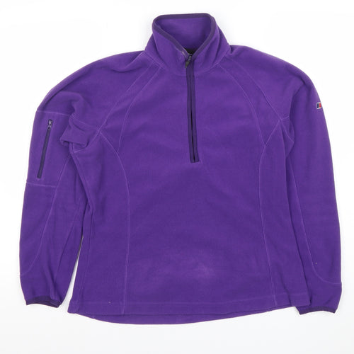 Berghaus Women’s Purple Fleece Sweatshirt UK 12 1/2 Zip Outdoor Hiking