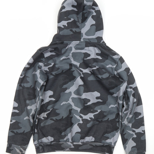 Hype Boys Black Grey Camouflage Pullover Hoodie 13 Years Logo Print