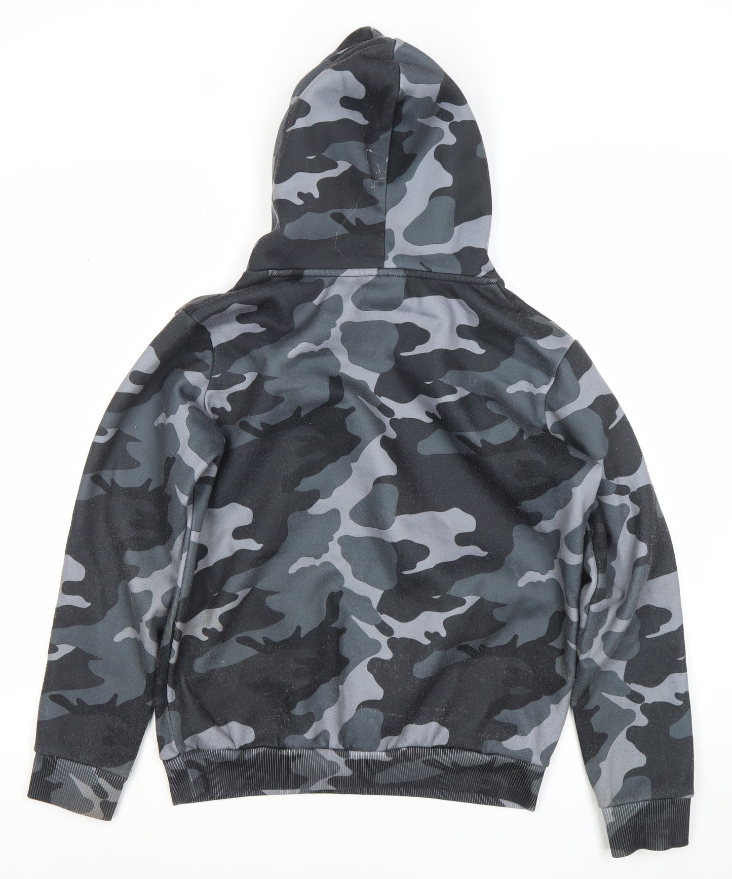 Hype Boys Black Grey Camouflage Pullover Hoodie 13 Years Logo Print