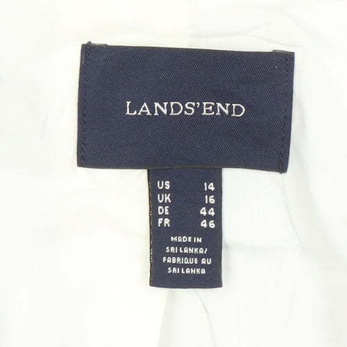 Lands' End Women Blue Striped Linen Blend Blazer Jacket UK 16