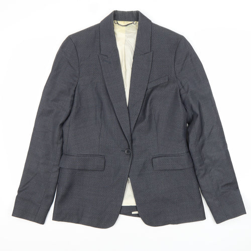 Jigsaw Womens Grey Wool Blend Pinstripe Blazer UK 10 Regular Fit
