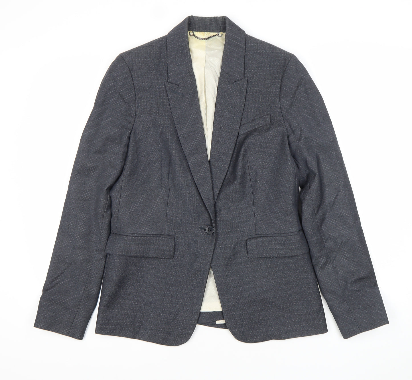 Jigsaw Womens Grey Wool Blend Pinstripe Blazer UK 10 Regular Fit