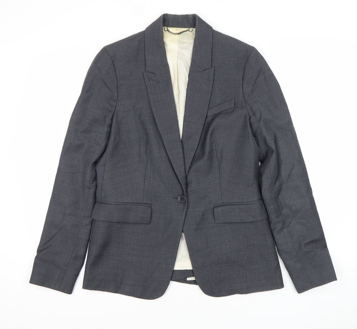 Jigsaw Womens Grey Wool Blend Pinstripe Blazer UK 10 Regular Fit