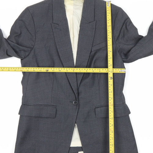 Jigsaw Womens Grey Wool Blend Pinstripe Blazer UK 10 Regular Fit