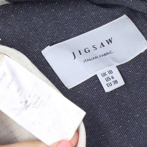 Jigsaw Womens Grey Wool Blend Pinstripe Blazer UK 10 Regular Fit