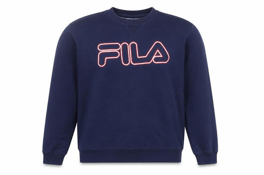 Front view of Fila women’s navy blue logo sweatshirt medium pullover crew neck
