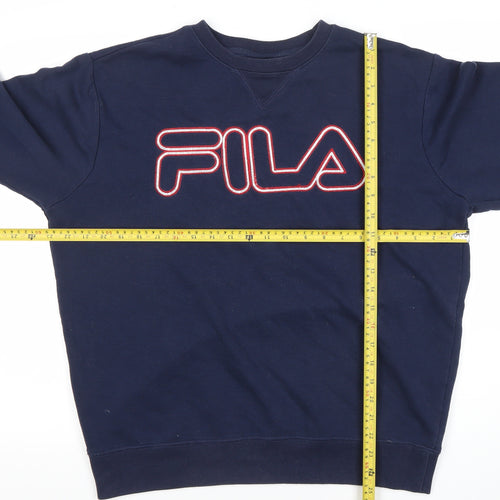 Fila Womens Navy Blue Logo Sweatshirt Medium Pullover Crew Neck