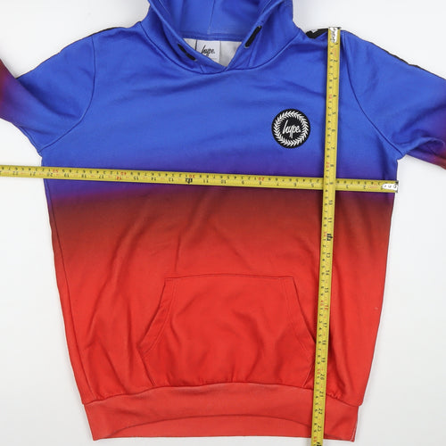 Hype Boys Blue Red Pullover Hoodie 14 Years Logo Print Hooded Jumper