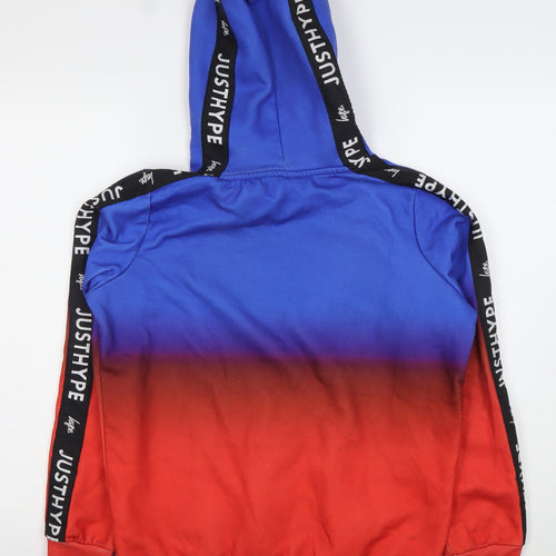 Hype Boys Blue Red Pullover Hoodie 14 Years Logo Print Hooded Jumper